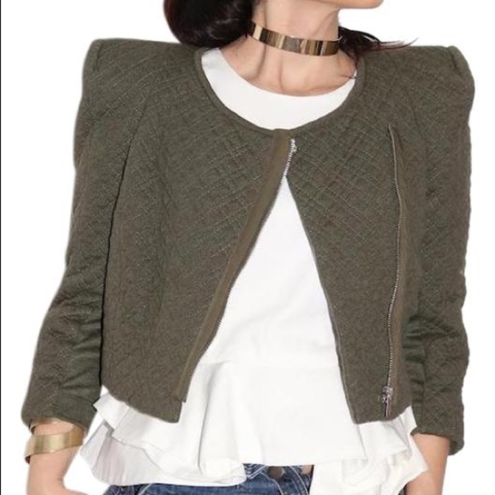 BCBG Maxazria Army Green Quilted Jacket